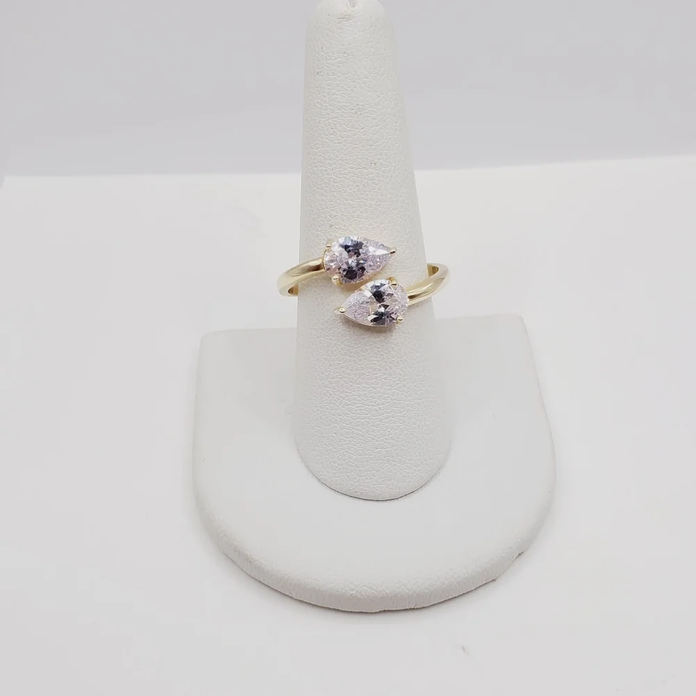 Pear Cut Bypass Ring Yellow Gold | 925 Sterling Silver Ring